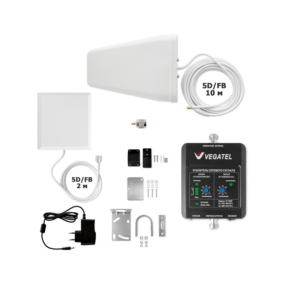 Комплект усиления сотовой связи Vegatel VT-900E-kit (дом, LED) - купить недорого с доставкой в Москве 10