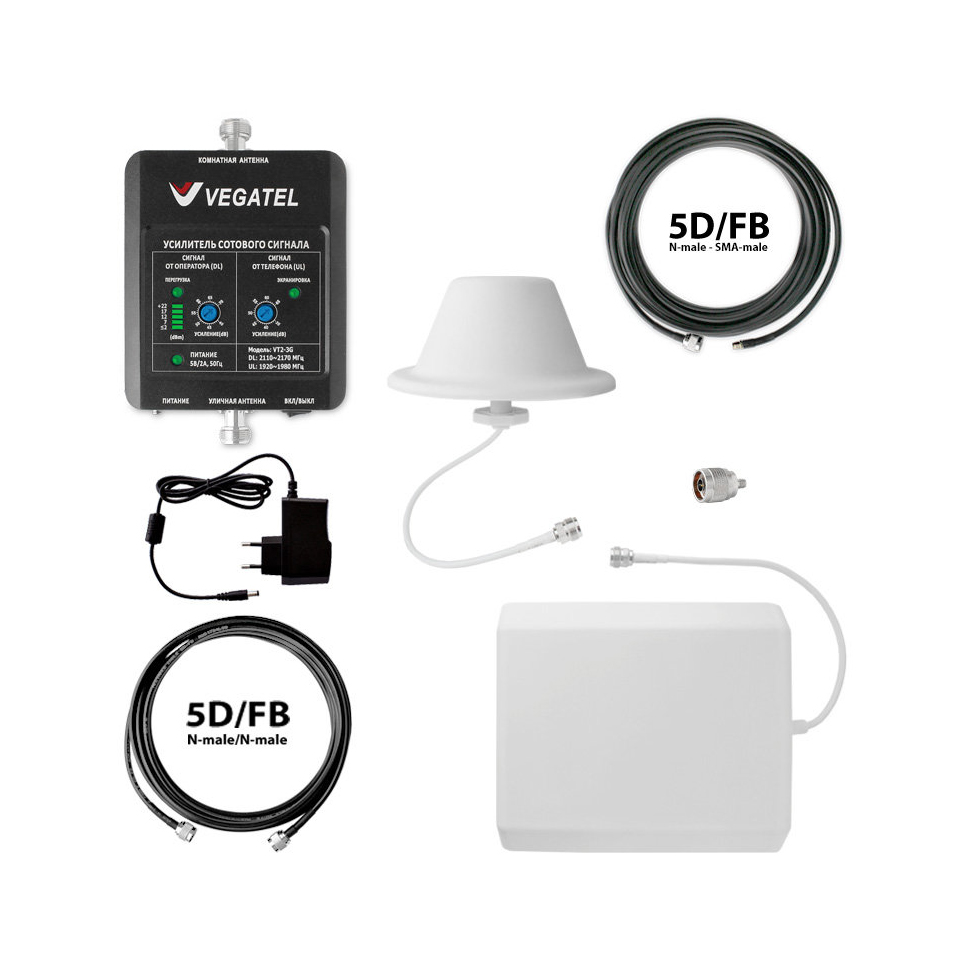 Комплект усиления сотовой связи Vegatel VT2-3G-kit (офис, LED) - купить недорого с доставкой в Москве
