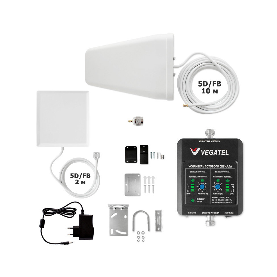 Комплект усиления сотовой связи Vegatel VT-900E/1800-kit (дом, LED) - купить недорого с доставкой в Москве