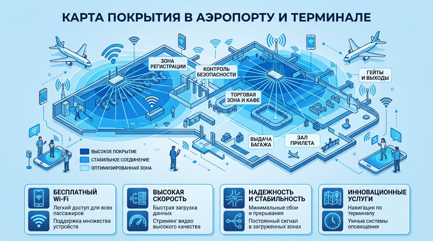 Карта покрытия сигнала в пассажирском терминале