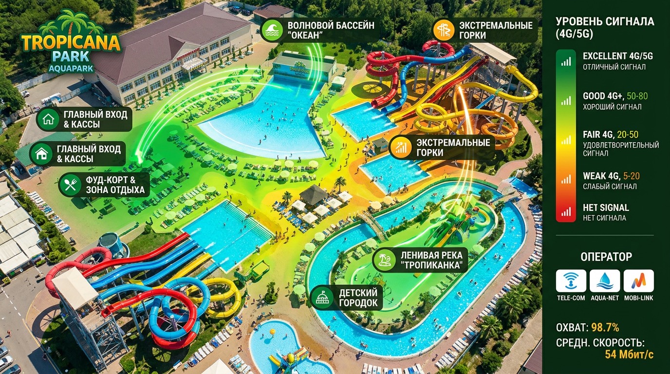 Карта покрытия связи в аквапарке