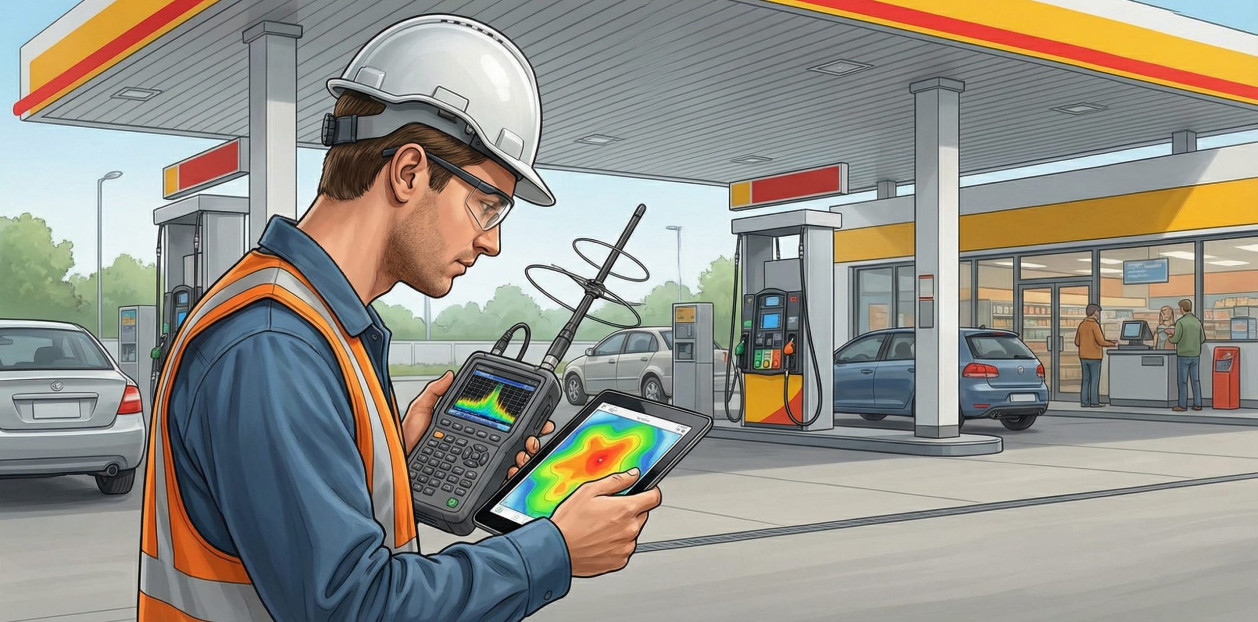 Радиозамер и карта покрытия сигнала на территории АЗС