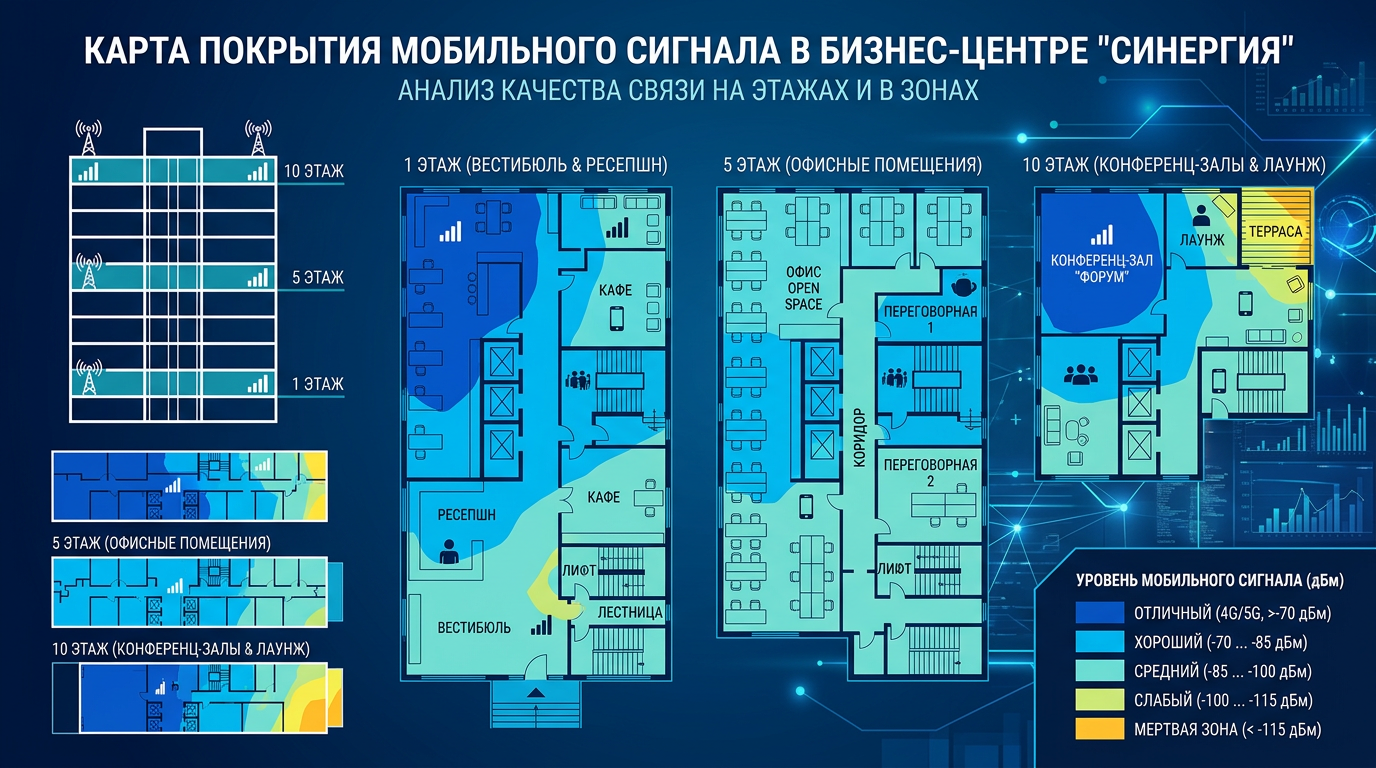 Карта покрытия сигнала в бизнес-центре