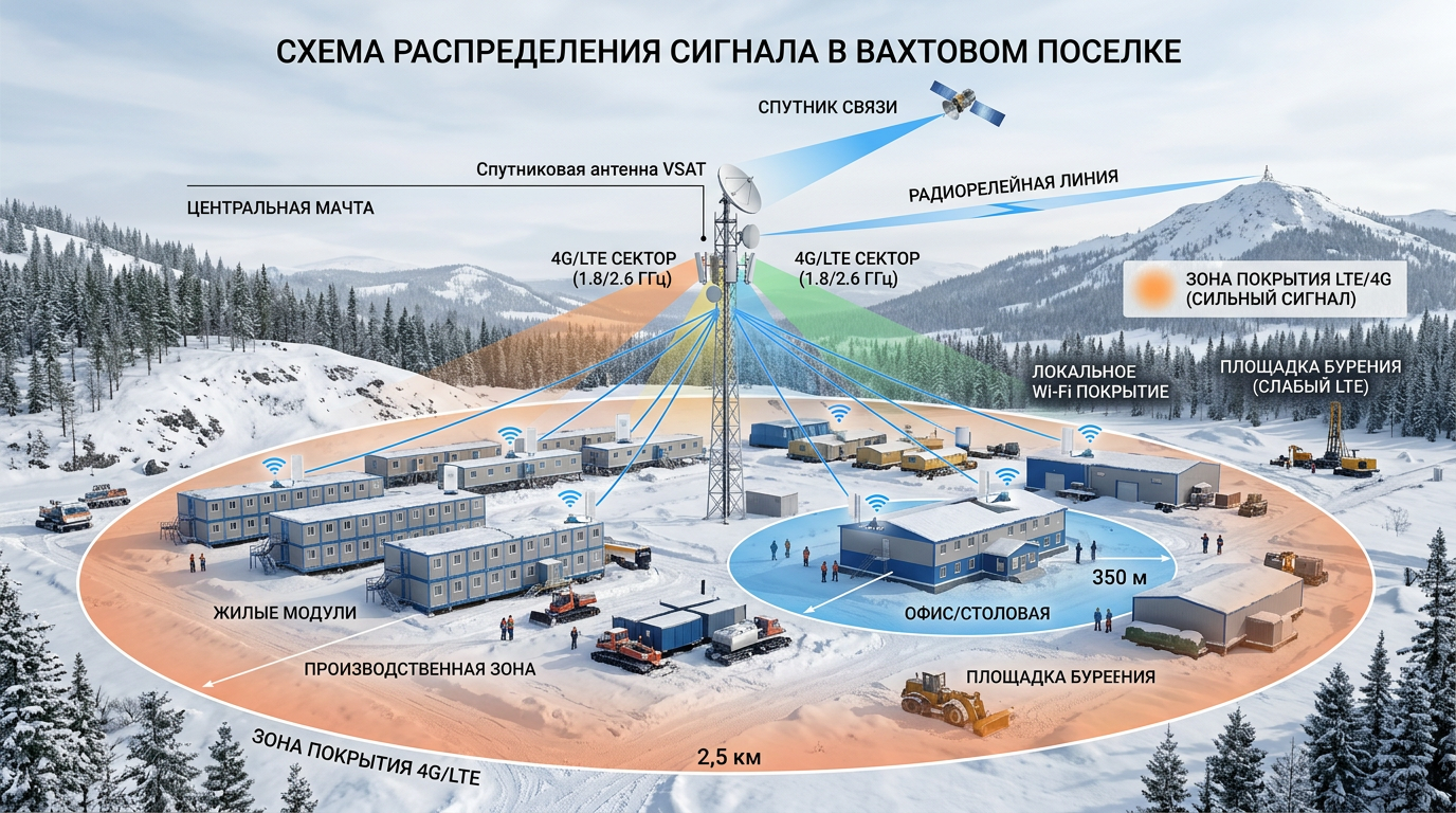 Схема распределения сигнала в вахтовом поселке