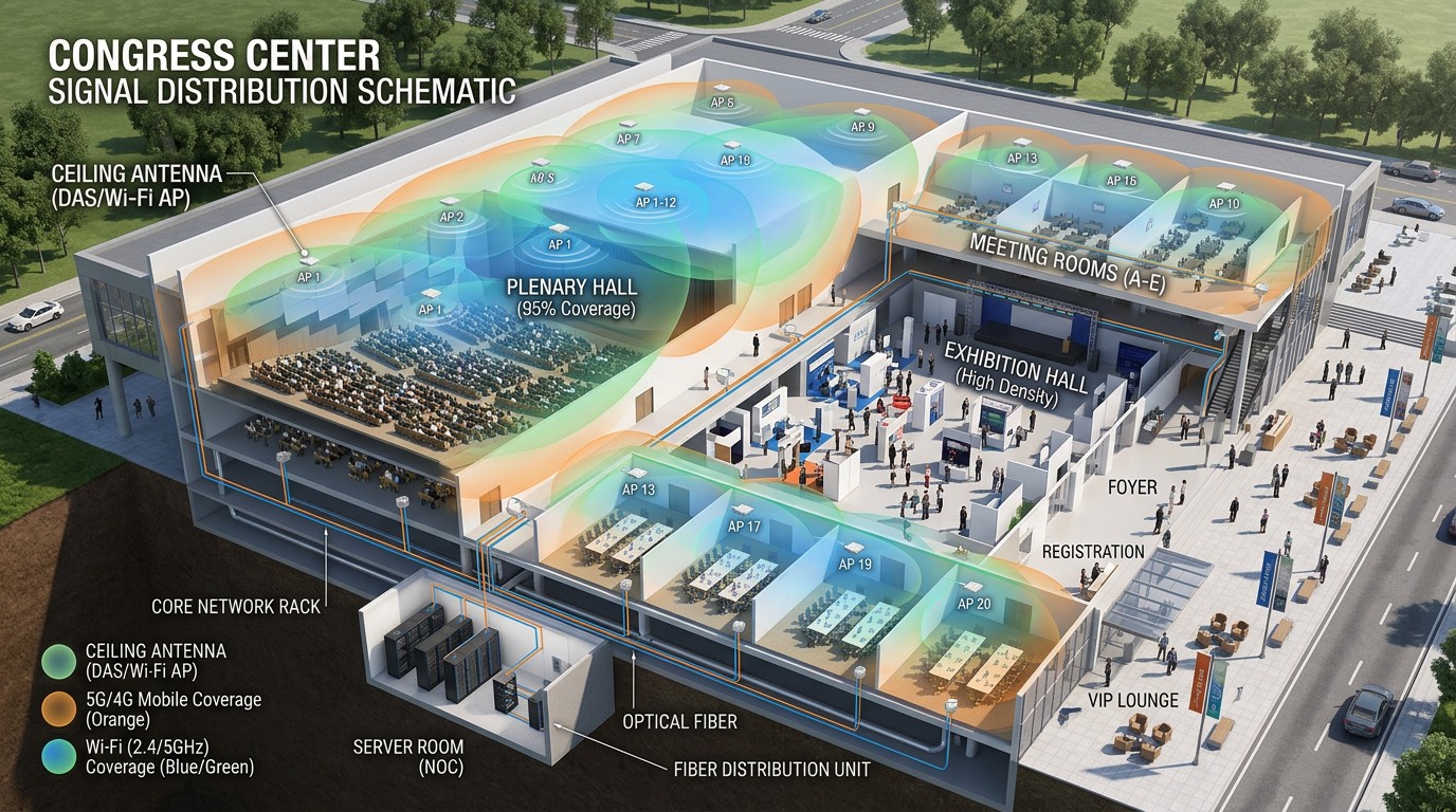 Схема распределения сигнала в конгресс-центре
