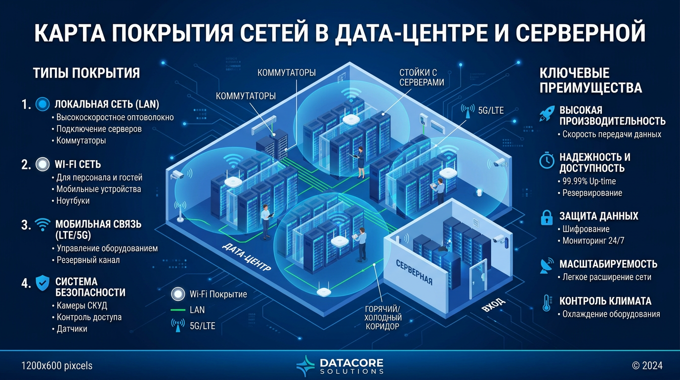 Карта покрытия сигнала в дата-центре