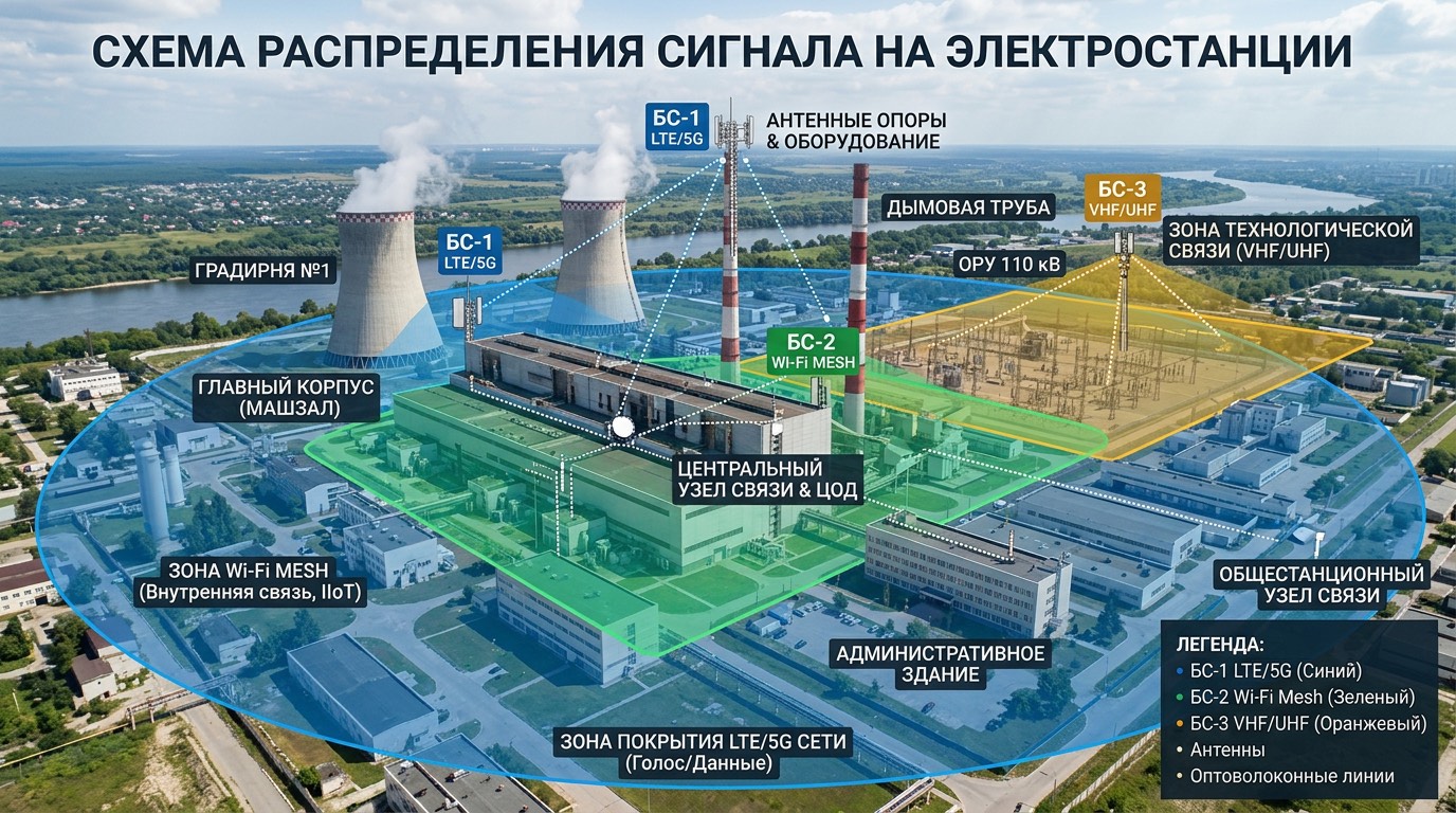 Схема распределения сигнала на электростанции
