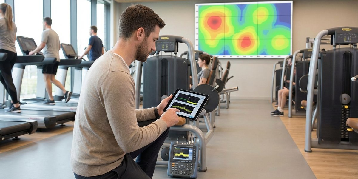 Радиозамер и покрытие в зале фитнес-клуба