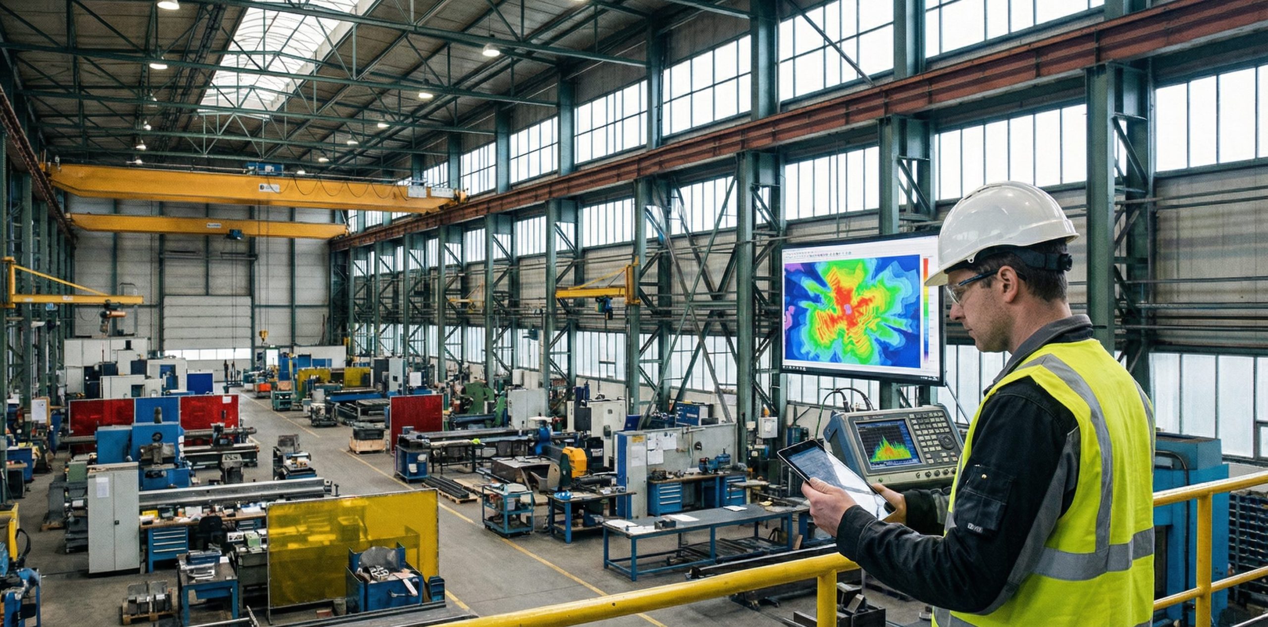 Радиозамер и карта покрытия сигнала в производственном ангаре