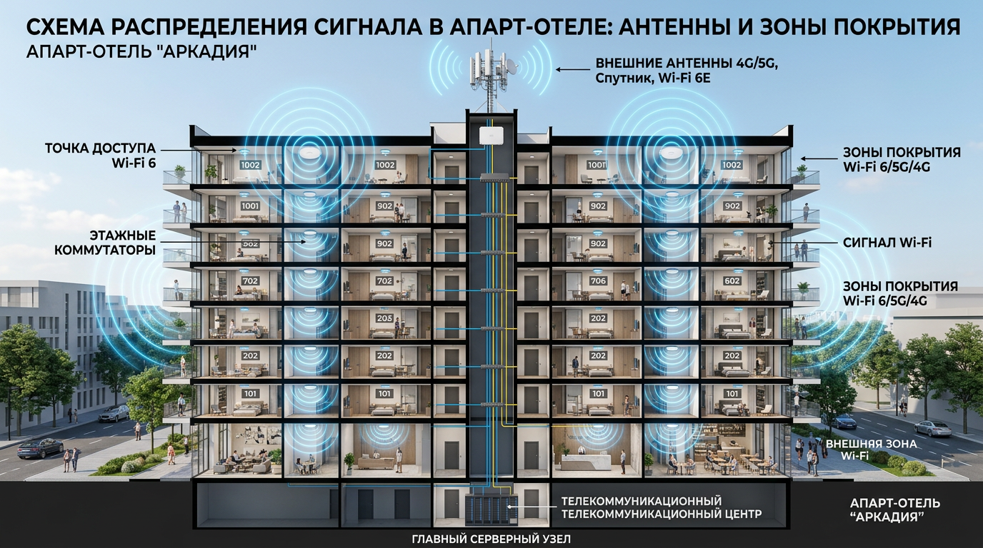 Схема распределения сигнала в apart-отеле