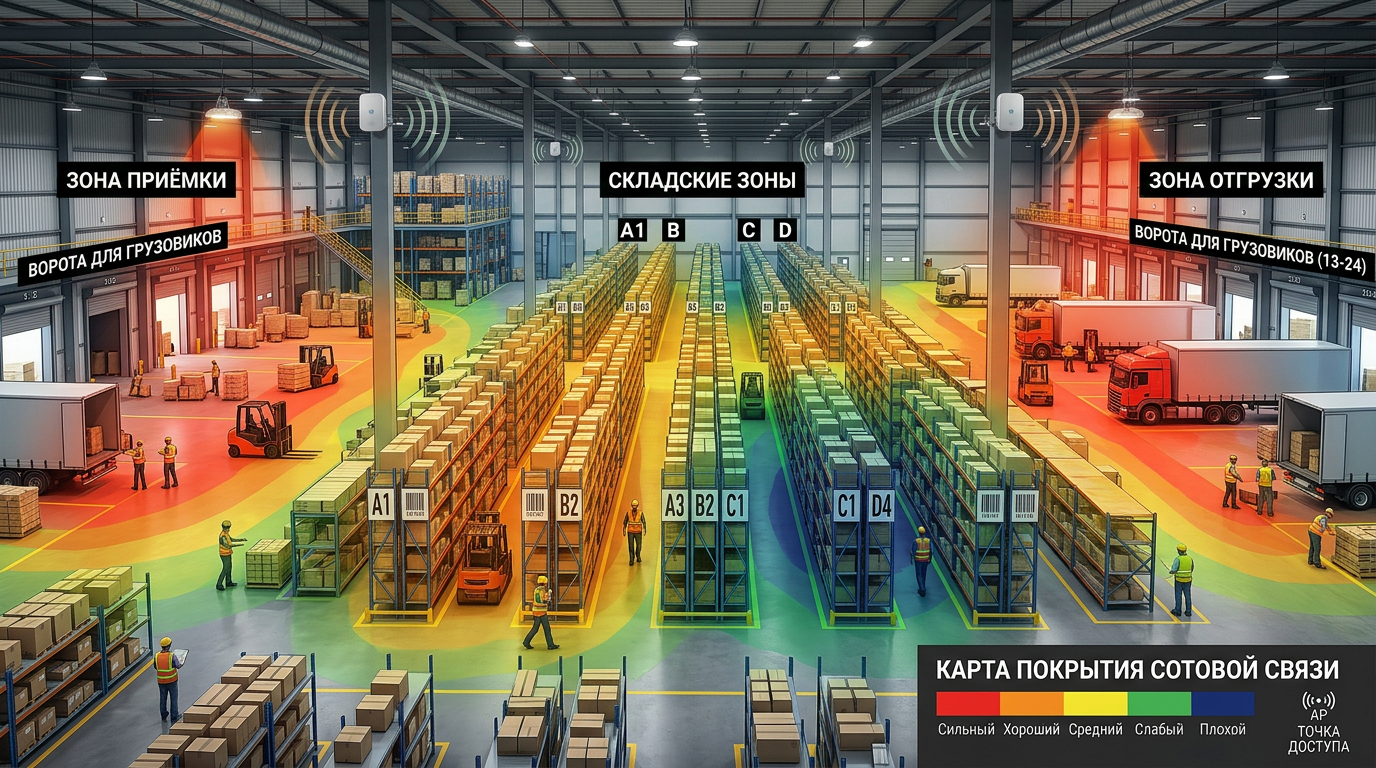 Карта покрытия связи в логистическом хабе