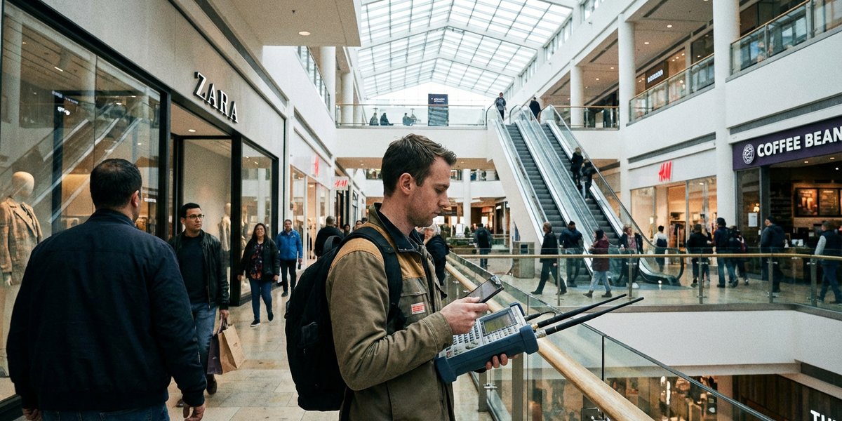Радиозамер и покрытие в галерее торгового центра