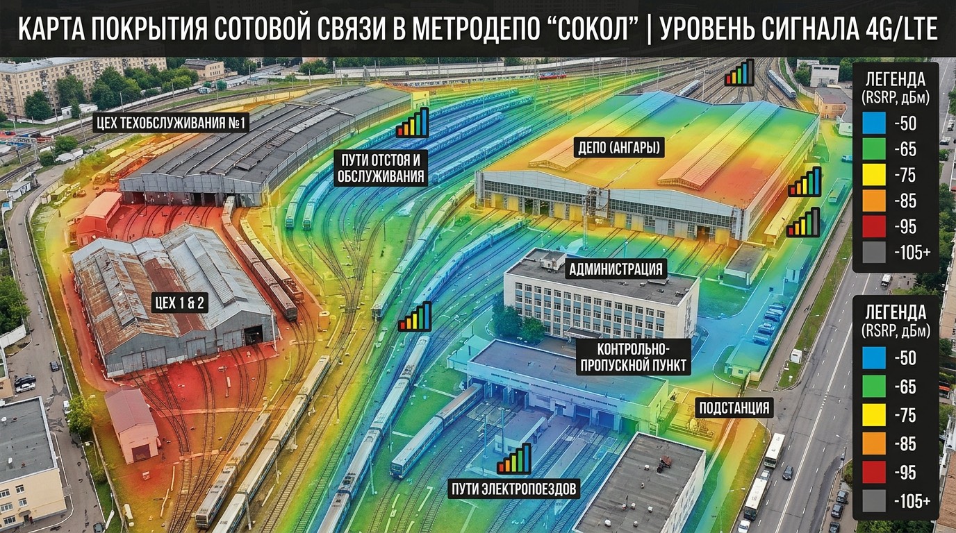 Карта покрытия связи в метродепо