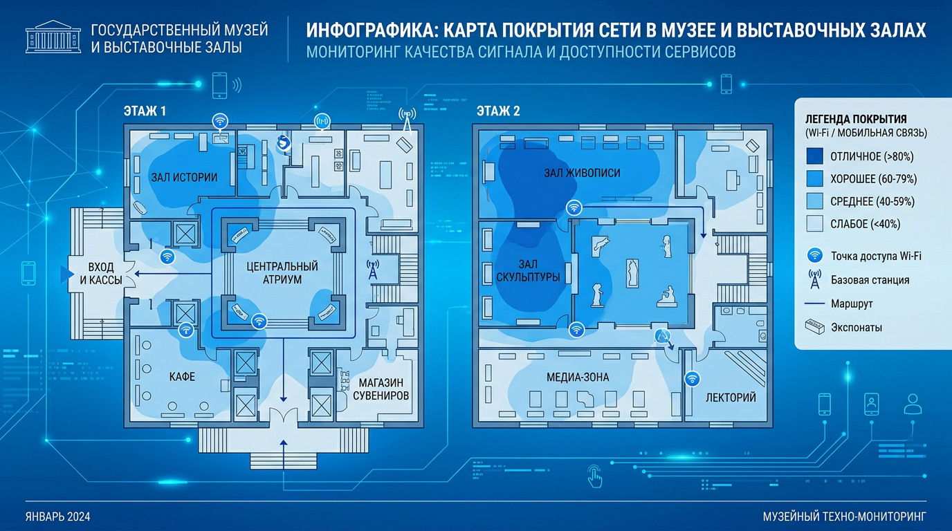 Карта покрытия сигнала в музее и выставочных залах