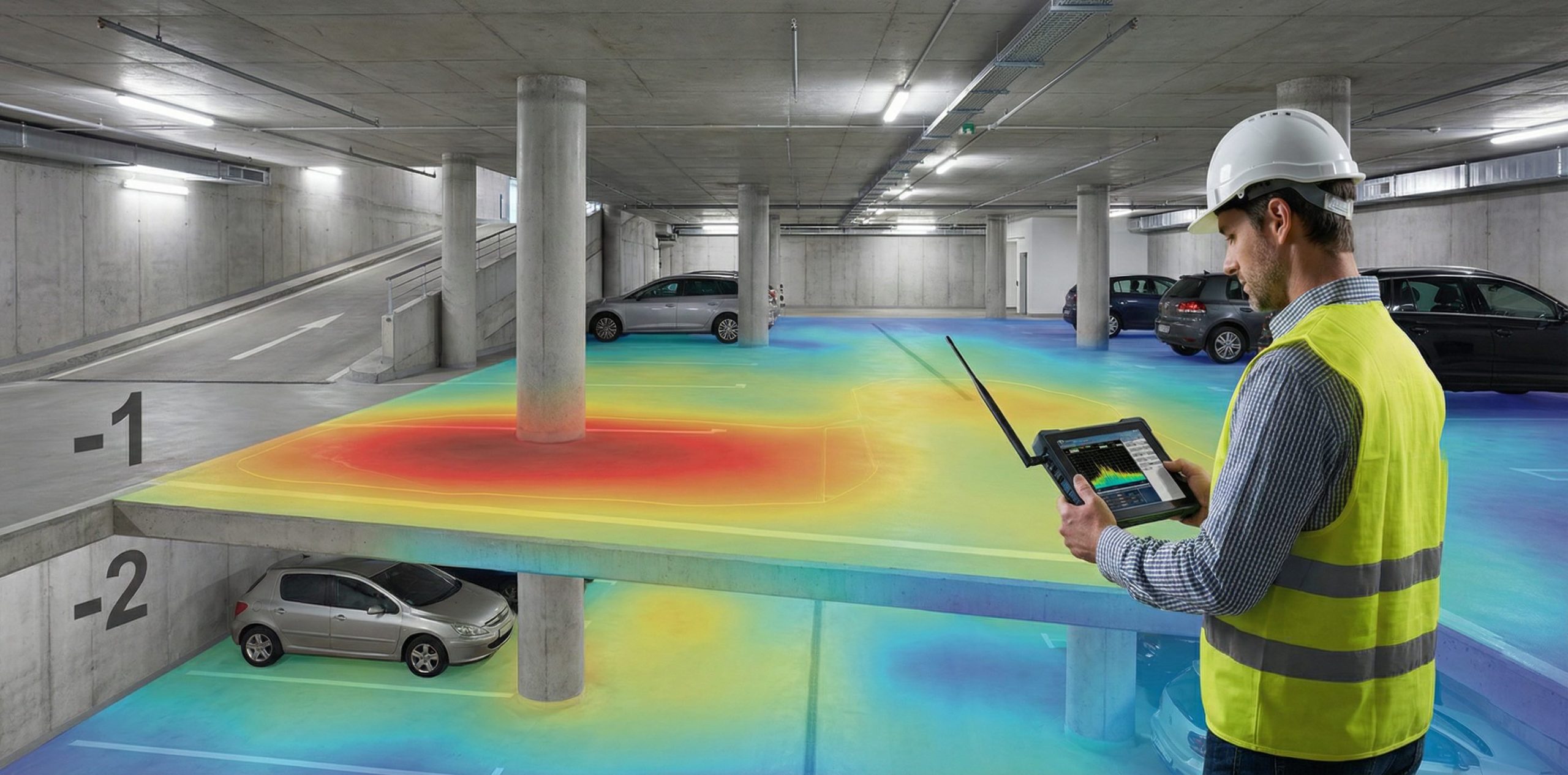 Радиозамер и карта покрытия сигнала в подземном паркинге