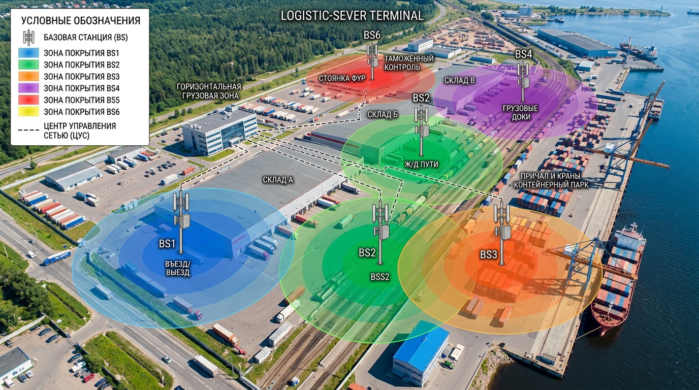 Схема распределения сигнала в грузовом терминале