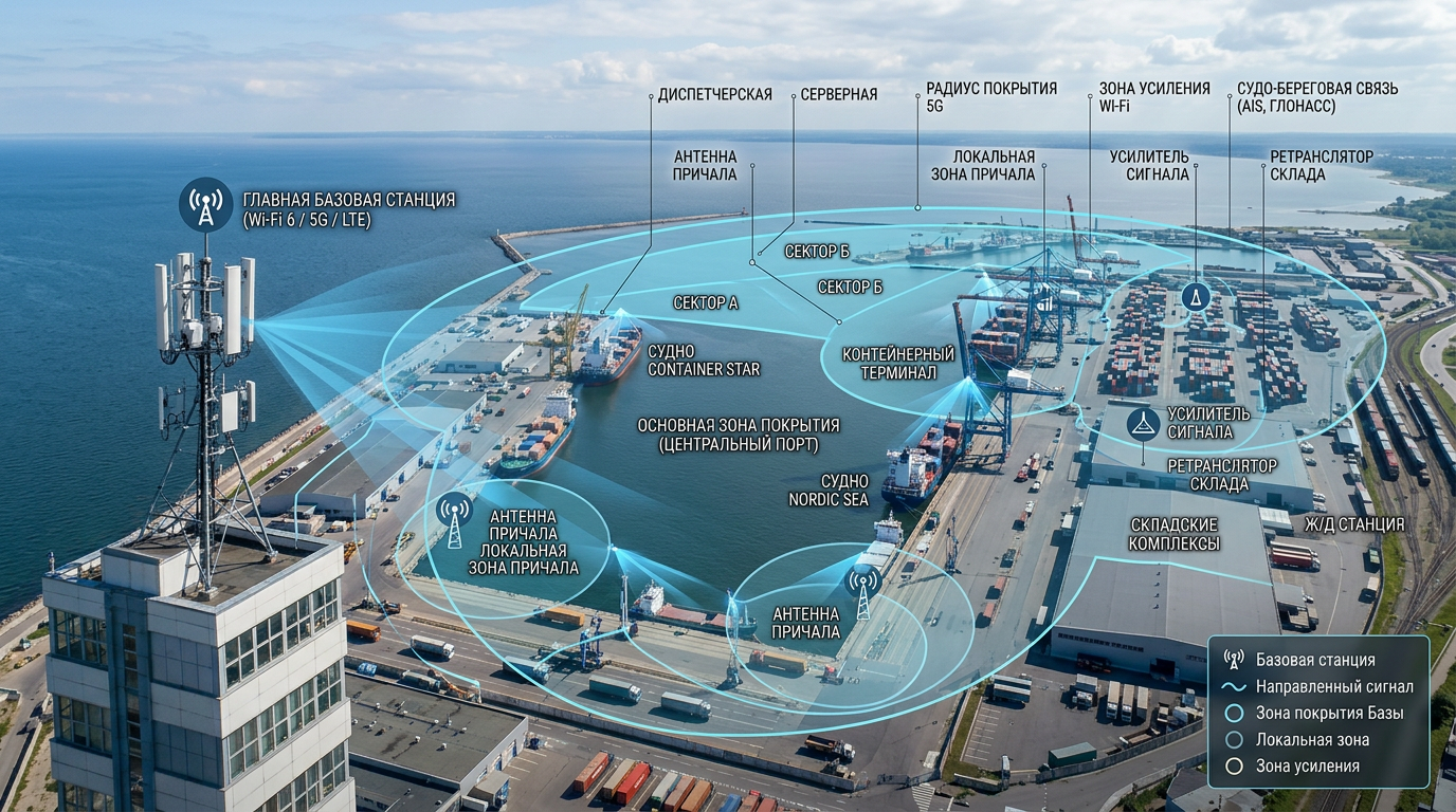 Схема распределения сигнала в доковом комплексе